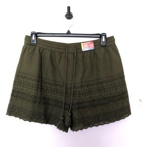 Army Green Embroidered Short